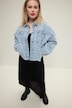 Jeansjacke, short Boxy Shape, Heart Print, cutted Saum