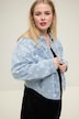 Jeansjacke, short Boxy Shape, Heart Print, cutted Saum