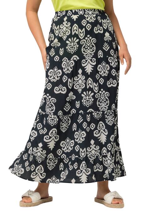 Sukně, grafický potisk, A střih, elastický pas