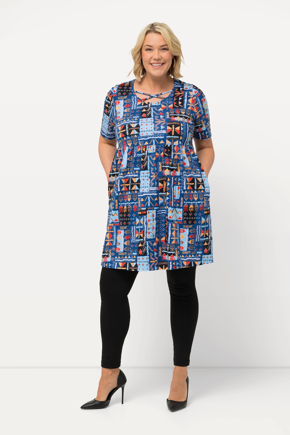 Grote Maten Longshirt, Dames, blauw, Maat: 50/52, Katoen, Ulla Popken