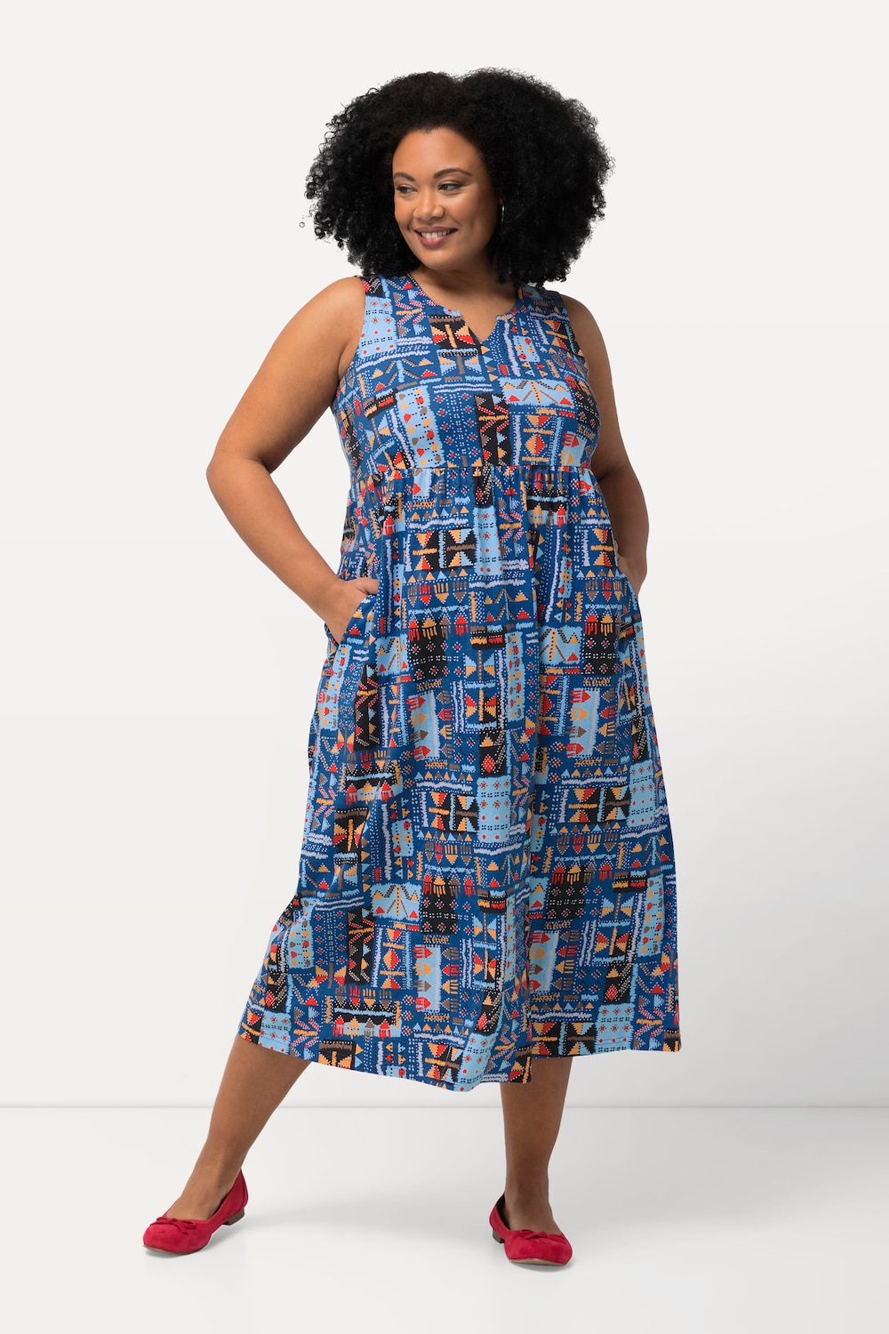 Große Größen Jerseykleid, Damen, blau, Größe: 54/56, Baumwolle, Ulla Popken