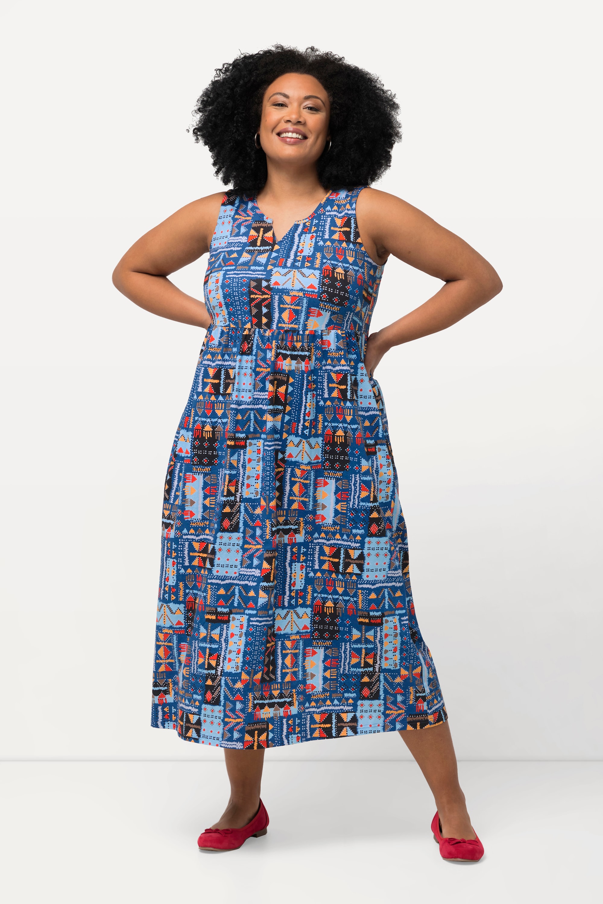 Ulla Popken Damen große Größen Jerseykleid A Linie Tunika Ausschnitt