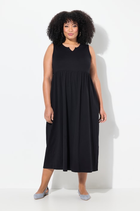 Notch Neck Empire Tank Knit Pocket A-line Dress