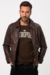 Veste en cuir nappa d'agneau, col chemise et fermeture zippée