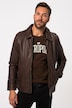 Veste en cuir nappa d'agneau, col chemise et fermeture zippée