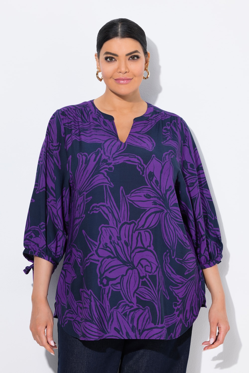 Thumbnail - Große Größen Tunika, Damen, blau, Größe: 50/52, Viskose, Ulla Popken