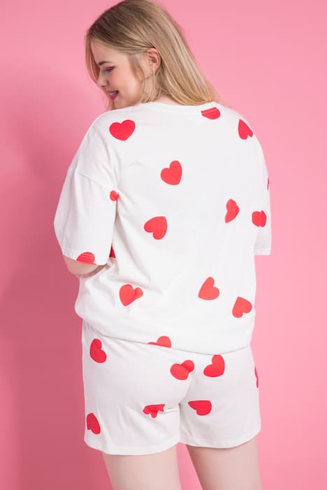 Pyjama, kurzer Zweiteiler, Heart-Print, T-Shirt, Shorts