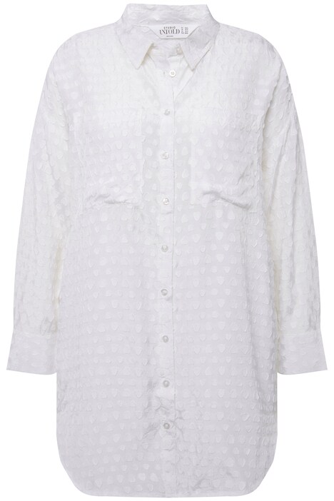 Košilová halenka, oversize, vzor srdce, knoflíková léga, límeček