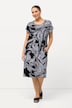 Sukienka mini z dżerseju, kwiaty, oversize, okrągły dekolt, rękaw 1/2