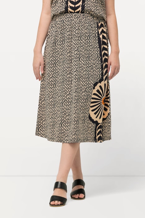 Eco Cotton Mixed Print Elastic Waist Skirt