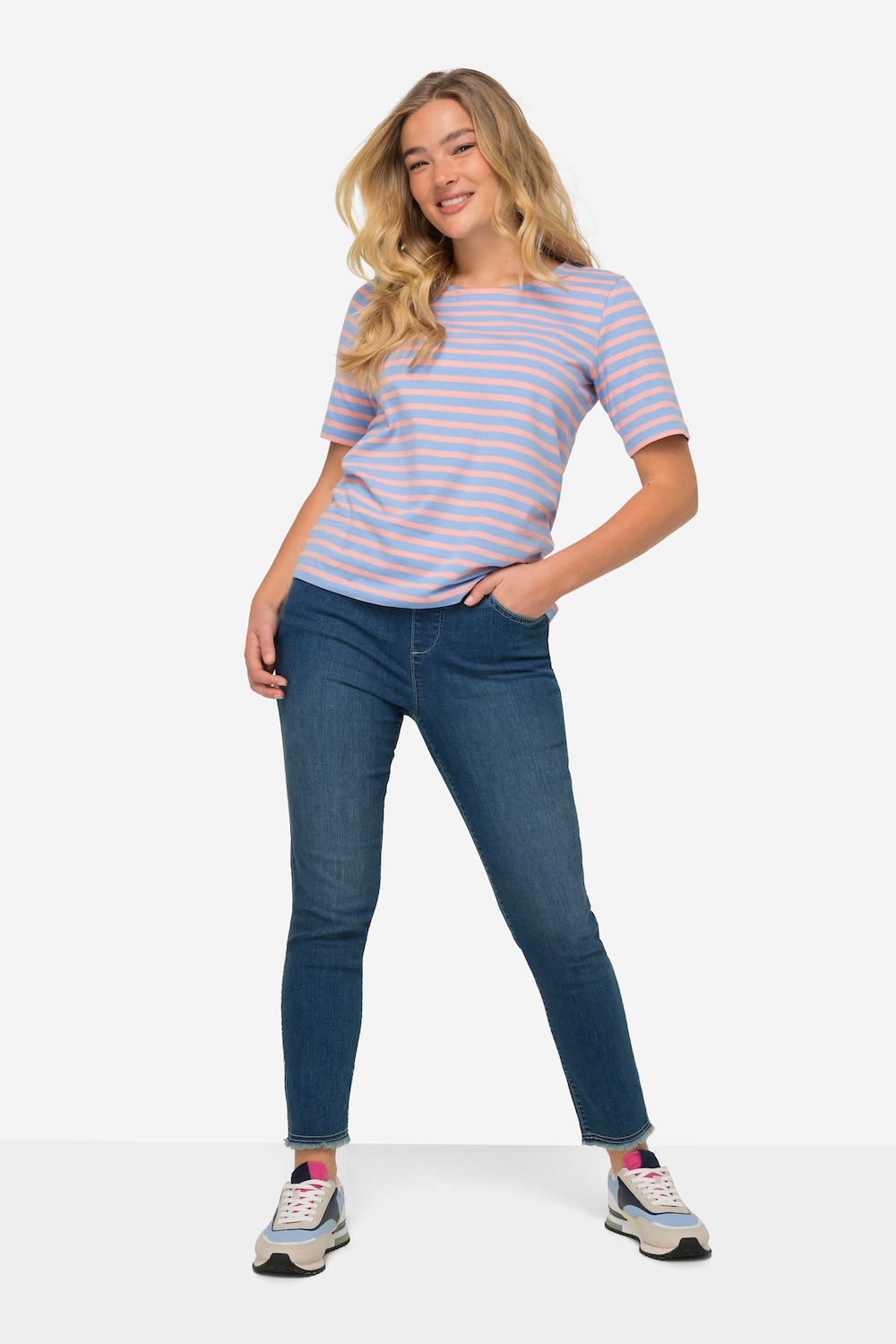 Große Größen 7/8-Slimhose, Damen, blau, Größe: 50, Baumwolle, LAURASON