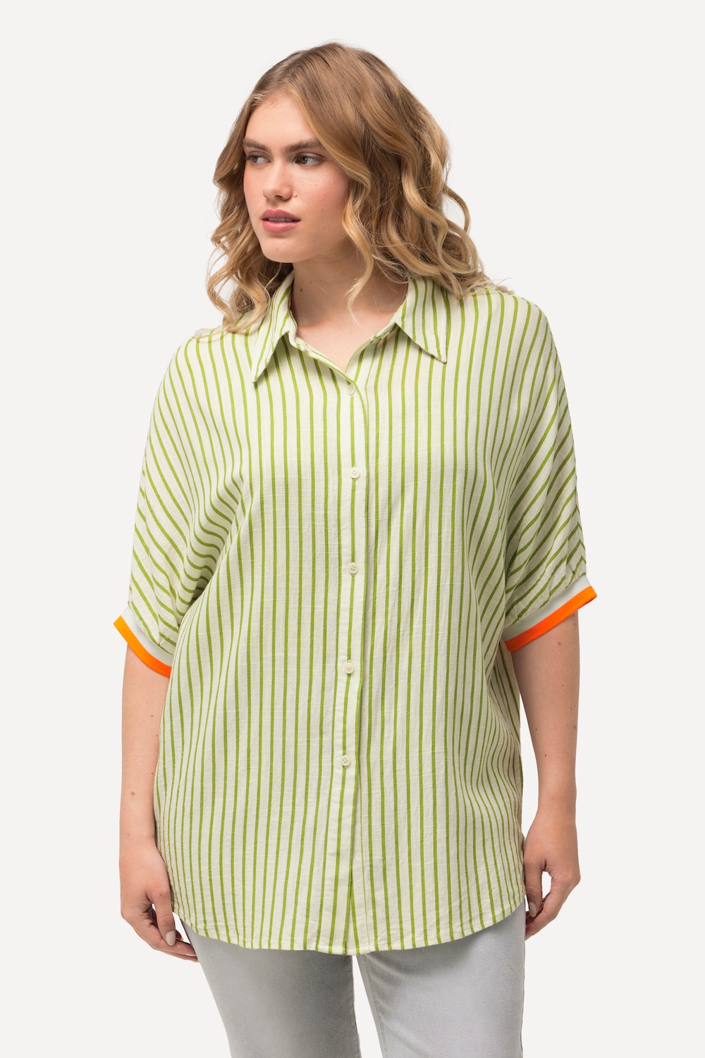 Große Größen Hemdbluse, Damen, grün, Größe: 54/56, Viskose/Leinen, Ulla Popken