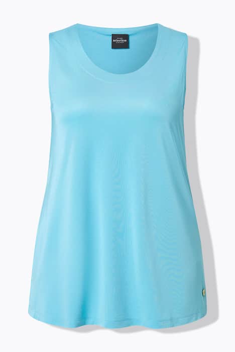 Gładki top, pika, trapezowy krój, okrągły dekolt, bez rękawów