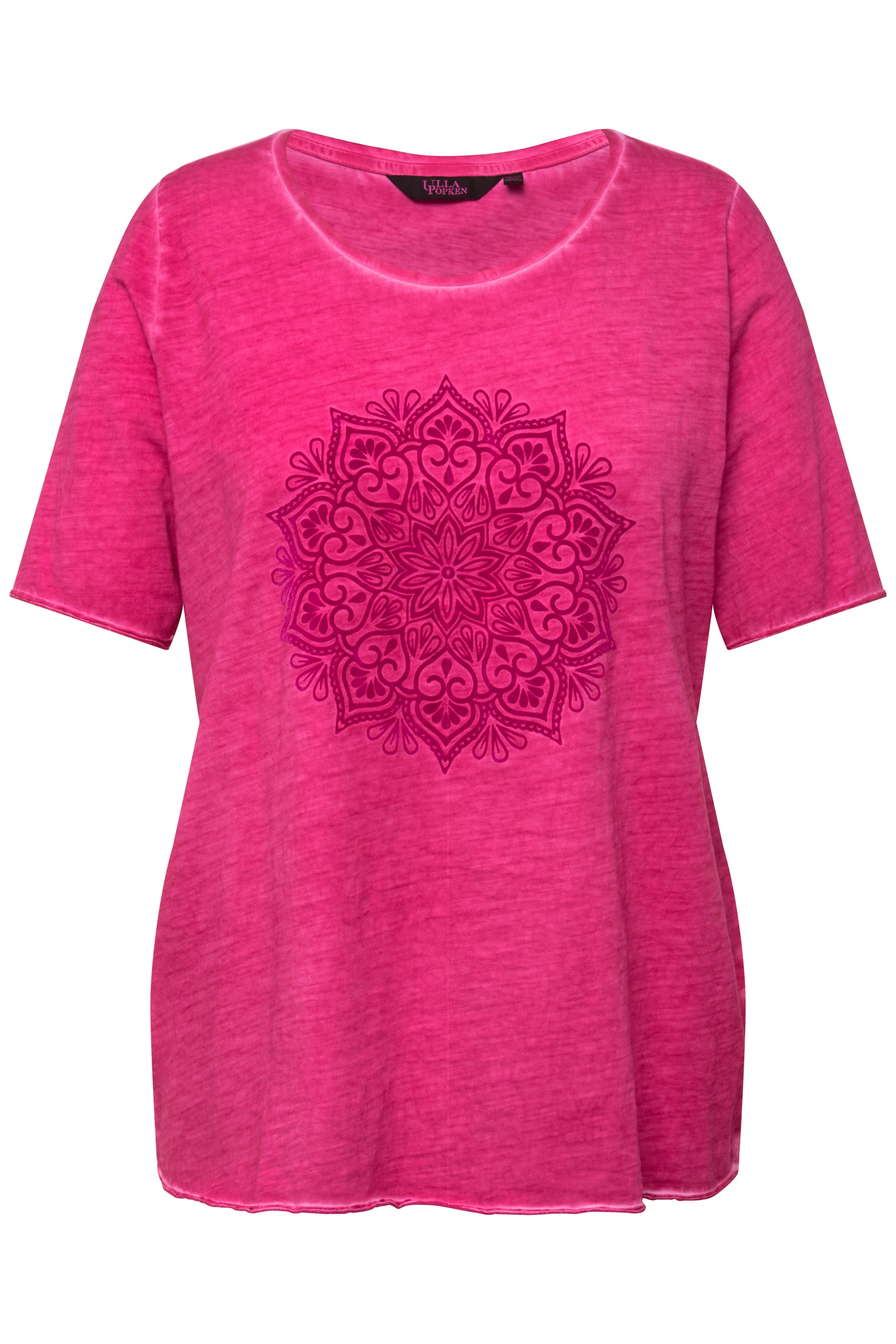 Ulla Popken Damen große Größen T Shirt Mandala Flockdruck Classic Rundhals