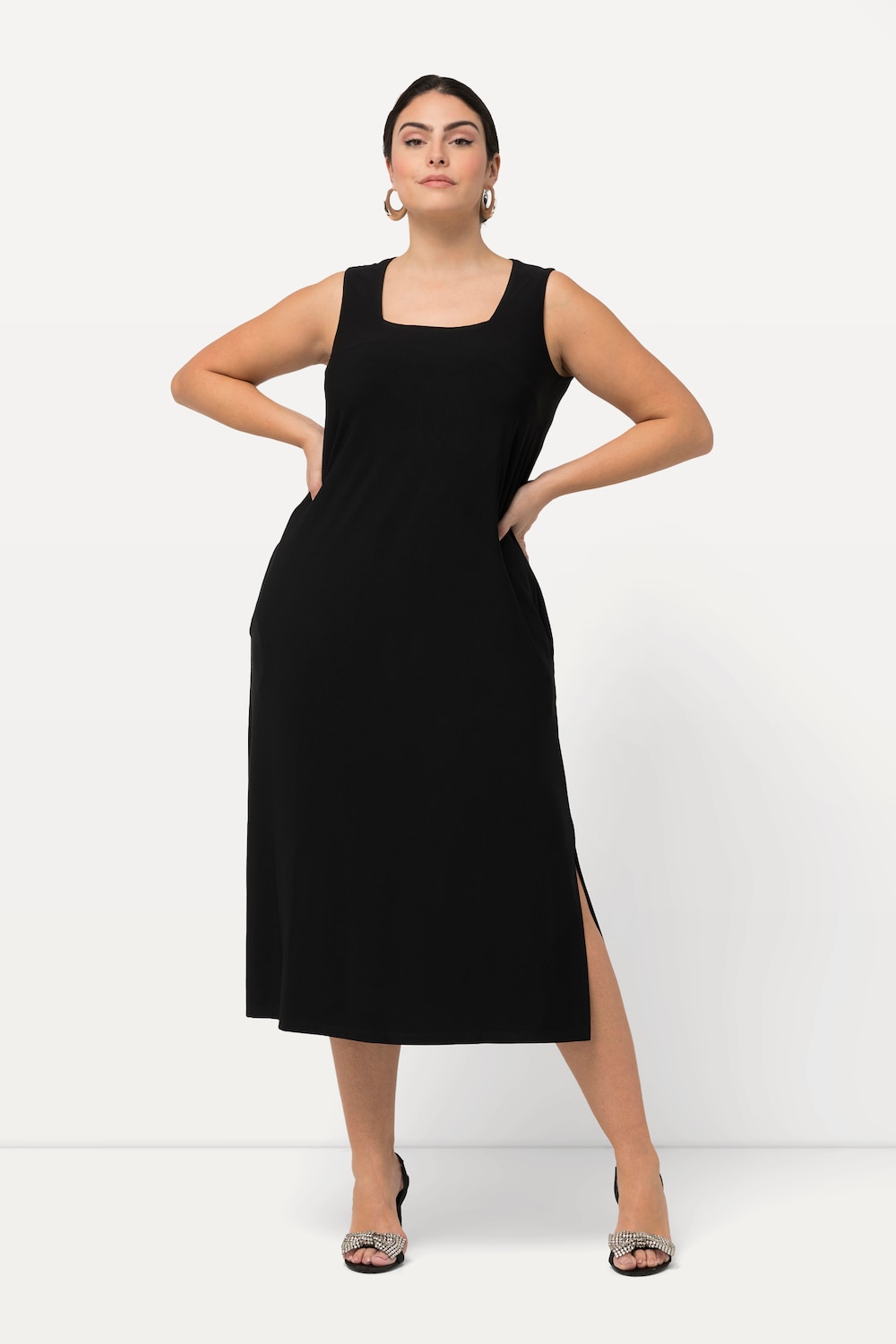 Große Größen Jersey-Kleid, Damen, schwarz, Größe: 42/44, Polyester, Ulla Popken