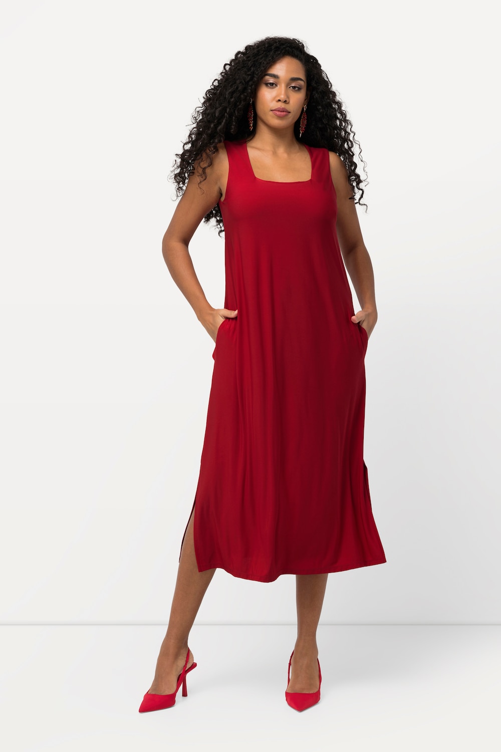 Thumbnail - Große Größen Jerseykleid, Damen, rot, Größe: 58/60, Polyester, Ulla Popken