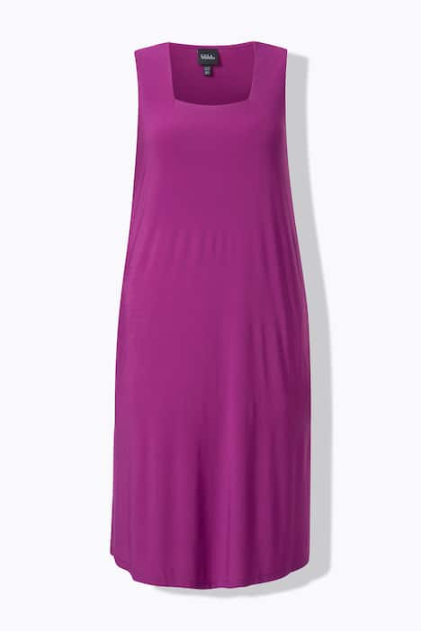 Jerseykleid, A-Linie, Carré-Ausschnitt, ärmellos