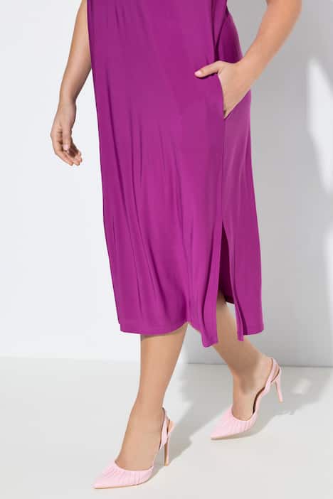 Jerseykleid, A-Linie, Carré-Ausschnitt, ärmellos