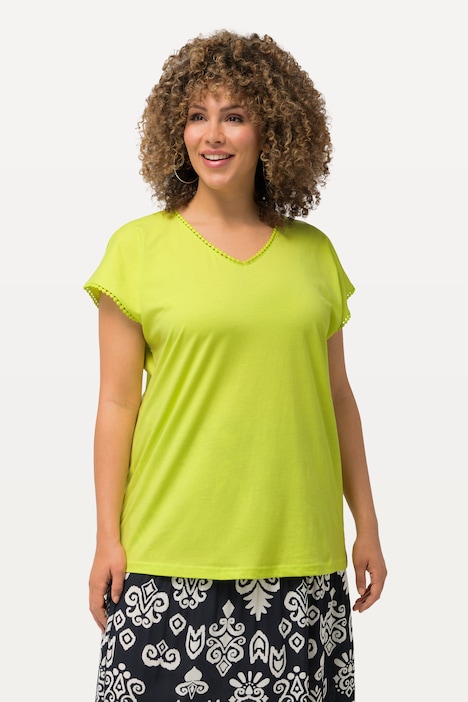 Decorative Trim Short Sleeve V-Neck Tee