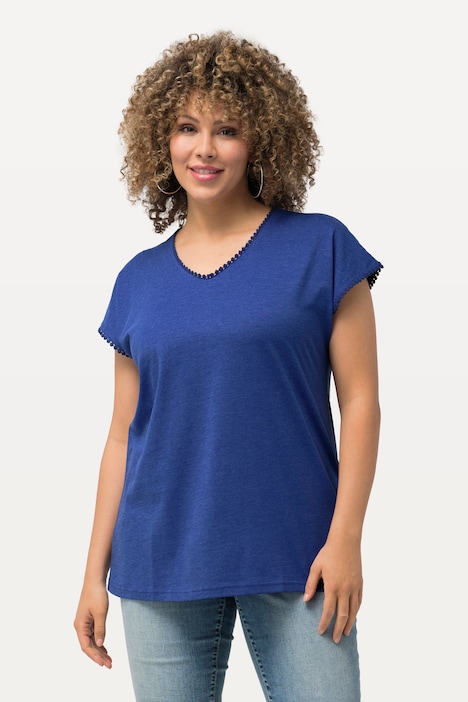 Decorative Trim Short Sleeve V-Neck Tee