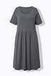 Vestido midi de jersey, forma en A, cuello redondo, media manga