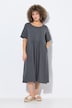 Vestido midi de jersey, forma en A, cuello redondo, media manga
