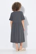Vestido midi de jersey, forma en A, cuello redondo, media manga