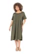 Žerzejové midi šaty, A střih, kulatý výstřih, krátké rukávy