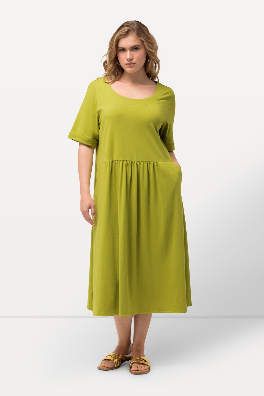 Große Größen Jersey-Midikleid, Damen, grün, Größe: 54/56, Baumwolle, Ulla Popken