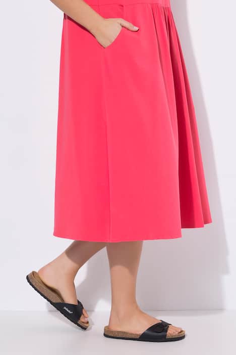 Jersey-Midikleid, A-Linie, Rundhals, Halbarm