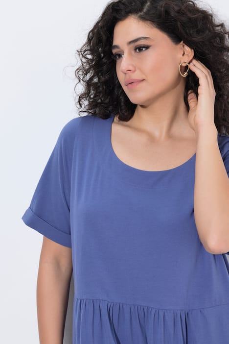 Jersey-Midikleid, A-Linie, Rundhals, Halbarm