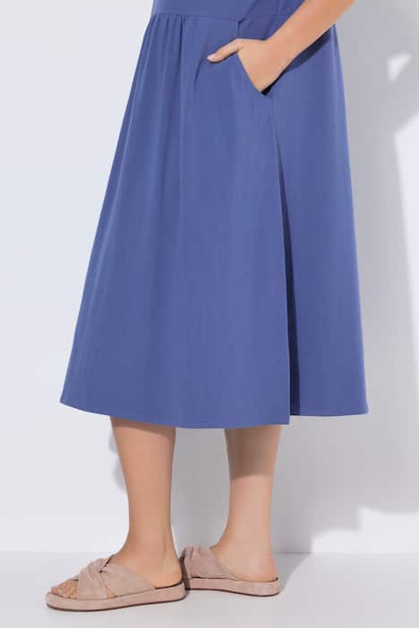 Jersey-Midikleid, A-Linie, Rundhals, Halbarm