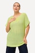 Textured Palm Tree Short Sleeve Knit Sweater