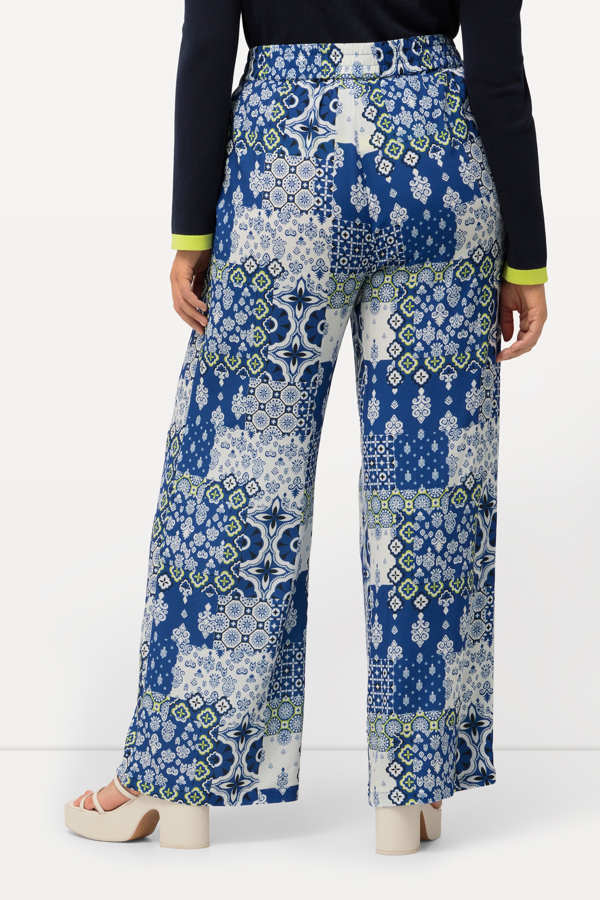 Ulla Popken Damen große Größen Hose Rose Patchdruck gerades Bein