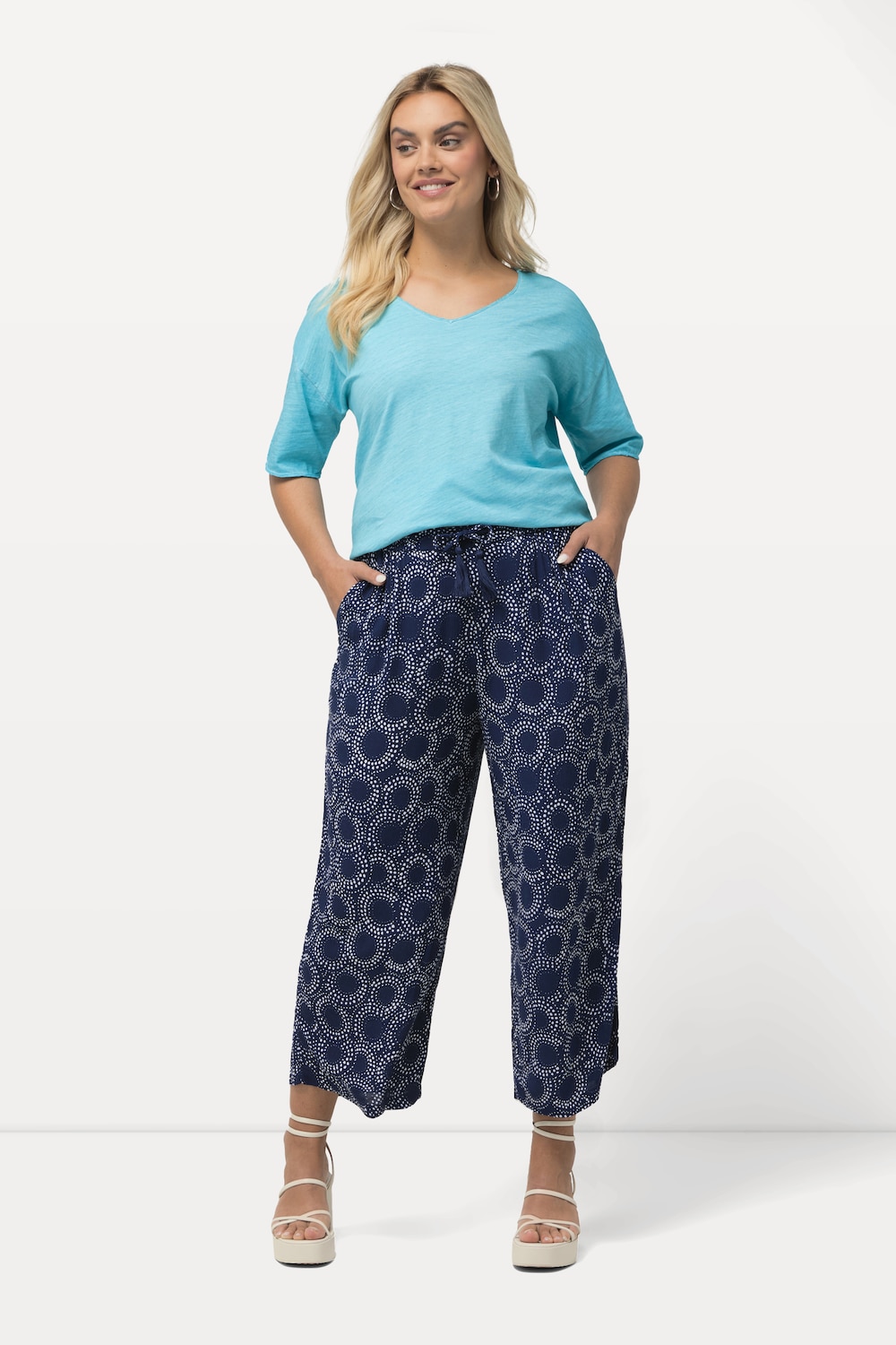 Große Größen Culotte Rose, Damen, blau, Größe: 46/48, Viskose, Ulla Popken