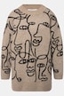 Pullover, oversized, Face-Silhouetten, Rundhals