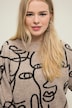 Pullover, oversized, Face-Silhouetten, Rundhals