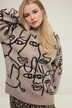 Pullover, oversized, Face-Silhouetten, Rundhals