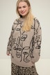 Pullover, oversized, Face-Silhouetten, Rundhals