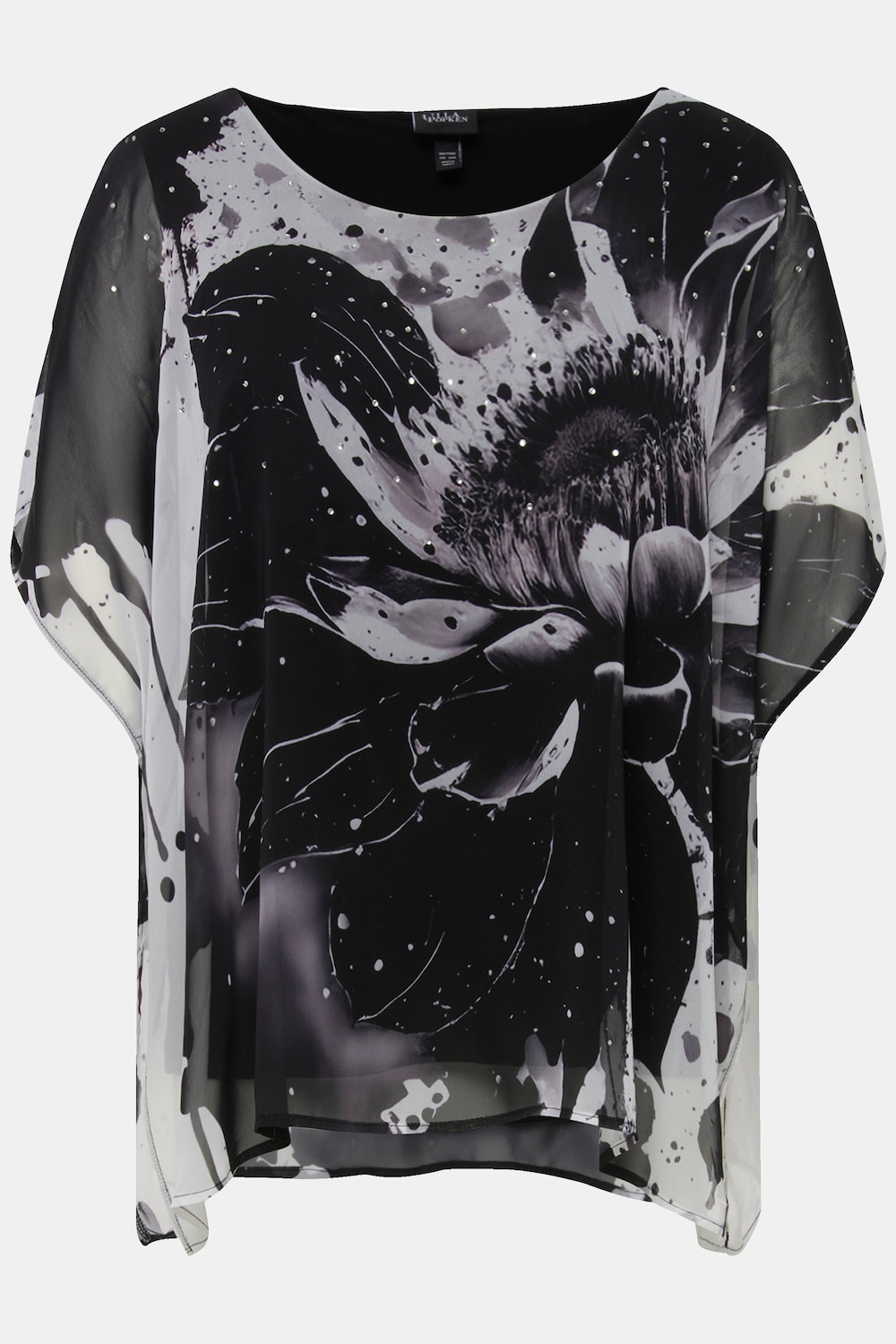 Stora storlekar Vävd topp, Dam, svart, storlek: 46/48, Polyester/Viskos, Ulla Popken