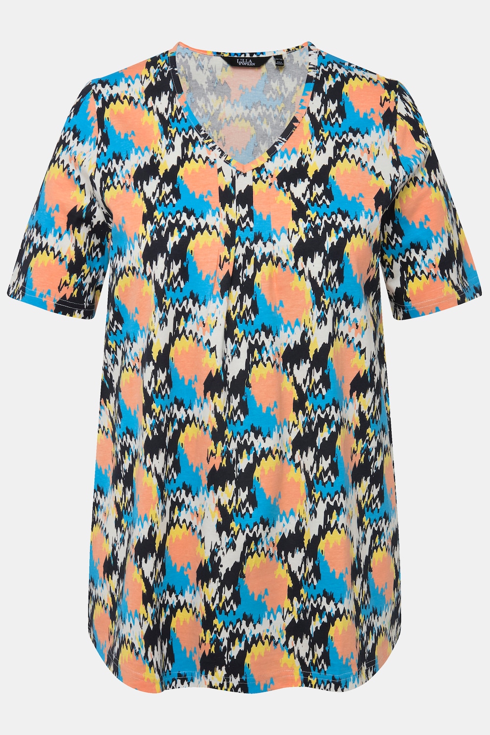Stora storlekar T-shirt med dekorveck, Dam, blå, storlek: 50/52, Bomull, Ulla Popken