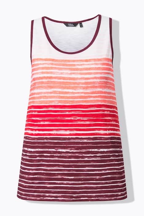 Top, Streifen-Verlauf, A-Linie, Rundhals, ärmellos