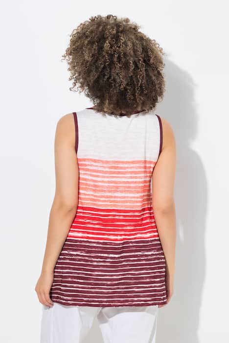 Top, Streifen-Verlauf, A-Linie, Rundhals, ärmellos