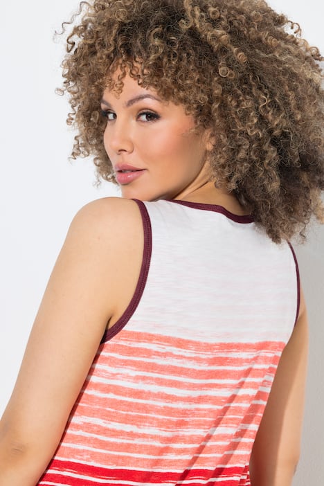 Top, Streifen-Verlauf, A-Linie, Rundhals, ärmellos