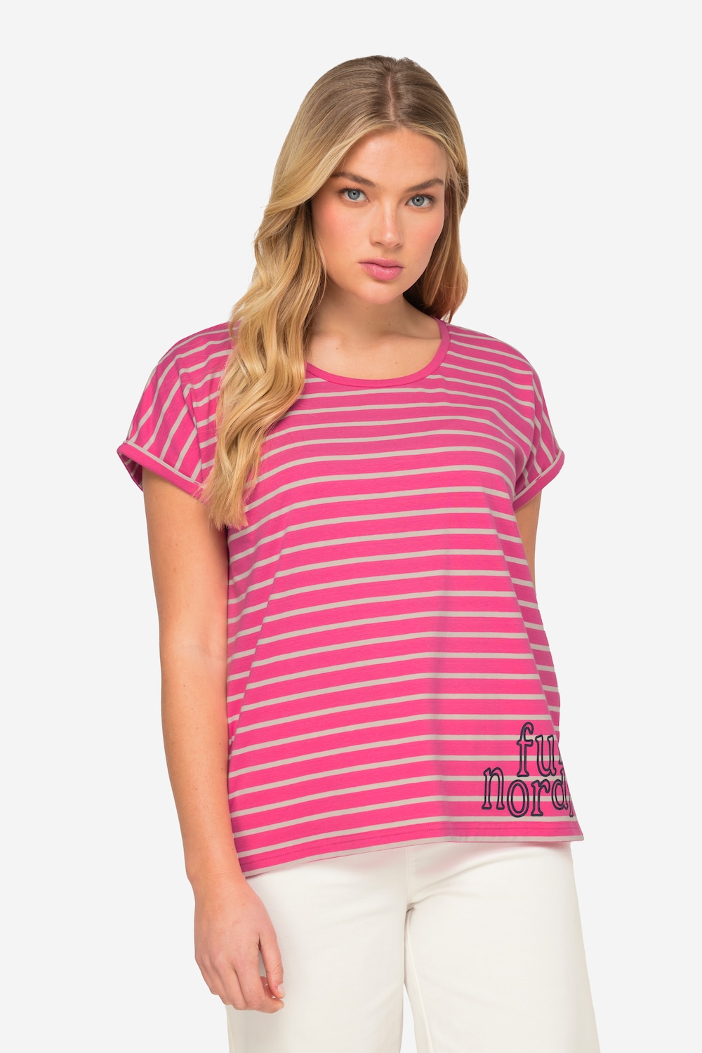 Große Größen T-Shirt, Damen, rosa, Größe: L, Baumwolle, LAURASON