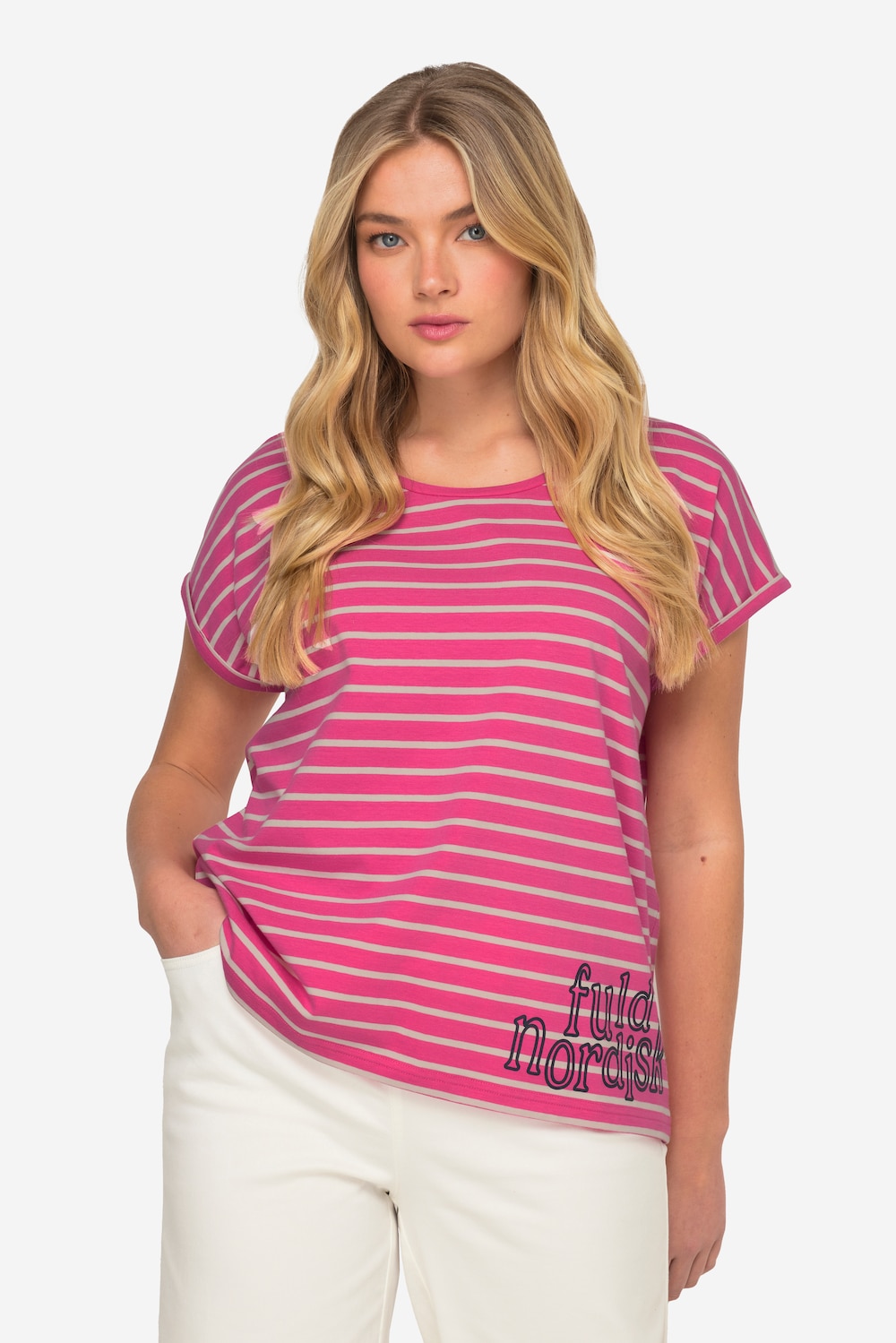 Große Größen T-Shirt, Damen, rosa, Größe: XL, Baumwolle, LAURASON