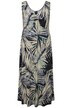 Žerzejové midi šaty, palmové listy, A střih, výstřih do V, bez rukávů