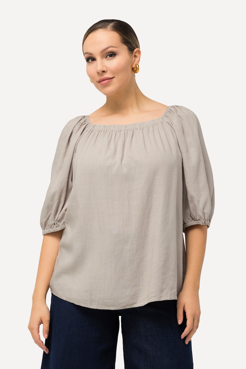 Große Größen Tunika, Damen, beige, Größe: 50/52, Viskose/Leinen, Ulla Popken