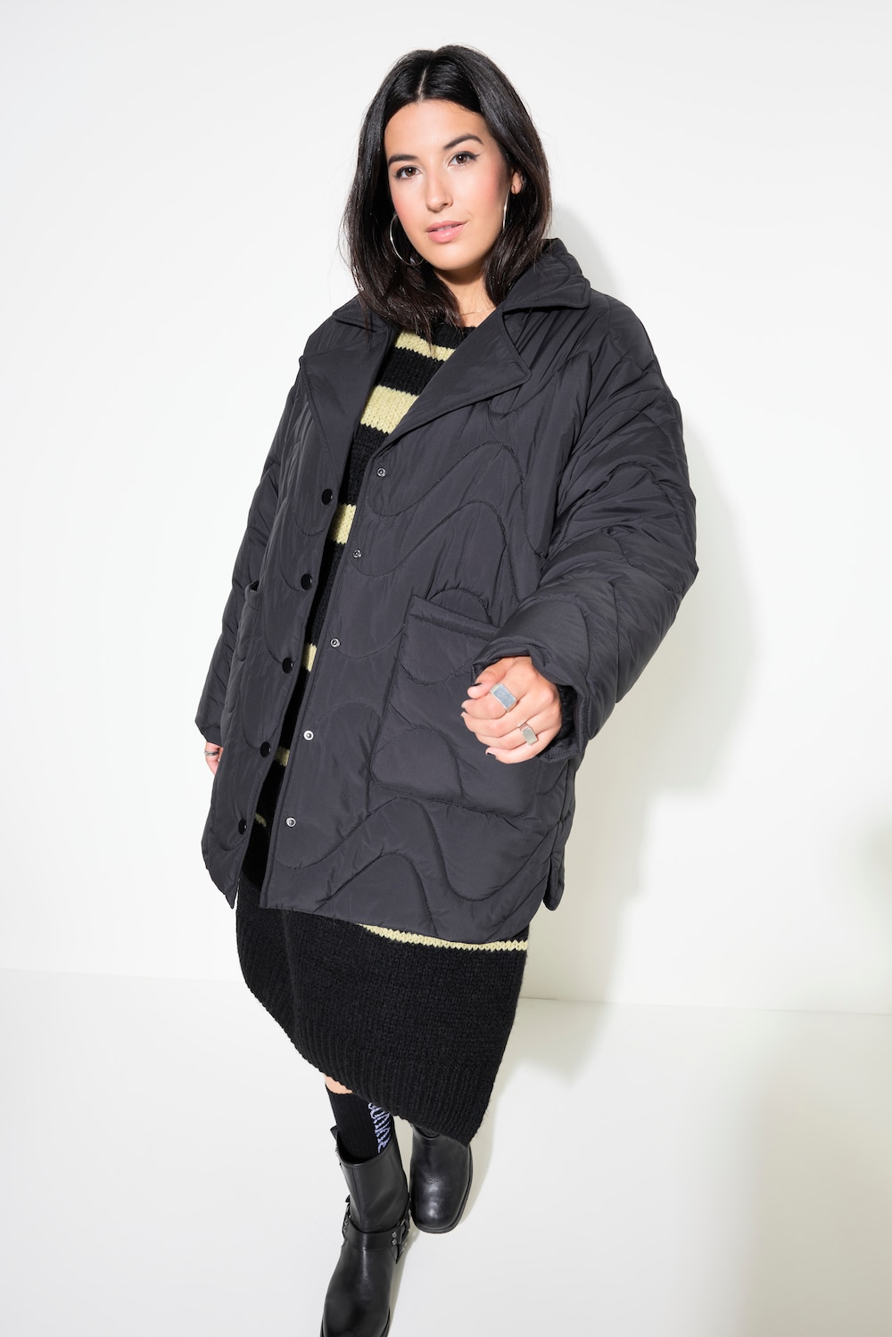 Große Größen Steppjacke, Damen, schwarz, Größe: 46/48, Polyester, Studio Untold