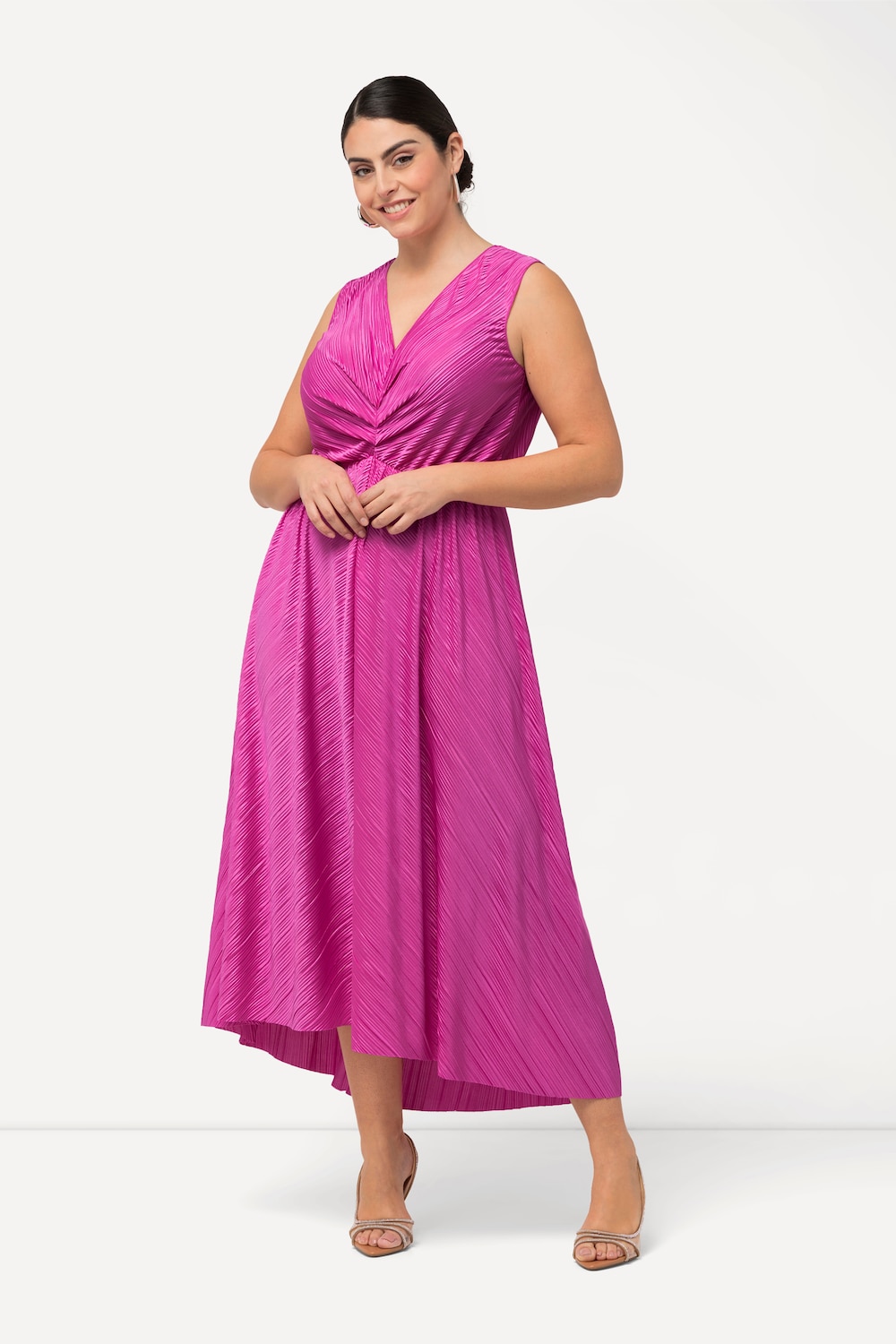 Große Größen Plissee-Maxikleid, Damen, rosa, Größe: 48, Polyester, Ulla Popken